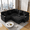 Black(Chenille Fabric), variant on Howcool Modular Sectional Sleeper Sofa, 81" L-Shaped Oversized Cloud Couch with Pull-Out Bed, 5-Seat Chenille Sofa with Storage Chaise, USB Charging and Cup Holders for Living Room Apartment,Black