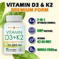 thumbnail image 4 of Vitamin D3 K2 Supplement Softgel with 10000 IU VIT D3 + 200 MCG Vitamin K2, Free of Gluten, 2-in-1 Vitamin D3 and K2 (90 Softgels/Bottle), 4 of 6