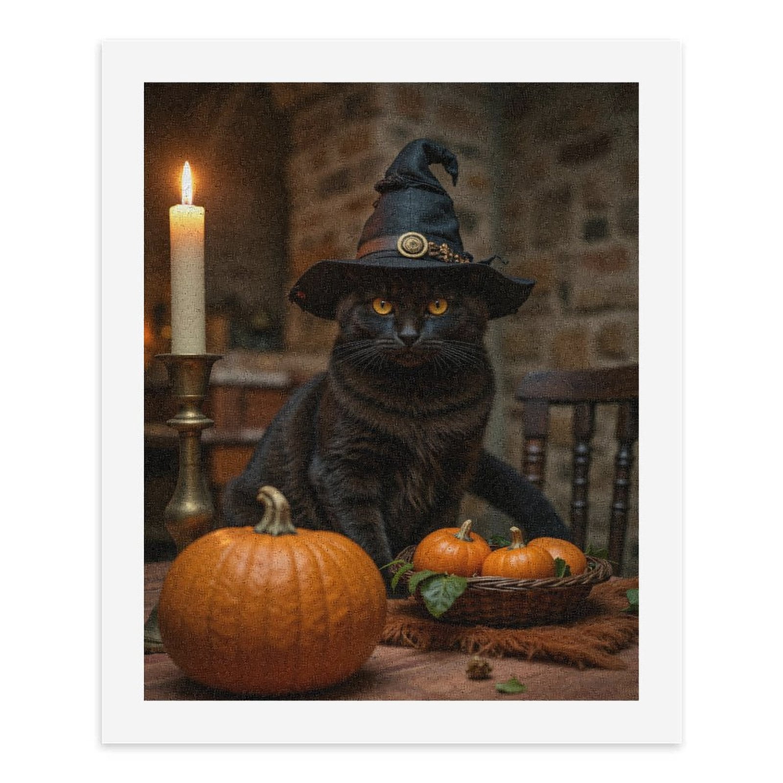 Paint By Numbers Kit for Adults Beginner - DIY Cat Witch Hat Candle Pumpkins Canvas Painting Kits for Adults, Frameless Paint By Number for Adults for Home Wall Decor 16x20 Inch