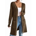 thumbnail image 1 of Cardigan Sweaters for Women Open Front Cardigan Casual Loose Fall Sweater with Pockets Brown XXL, 1 of 9