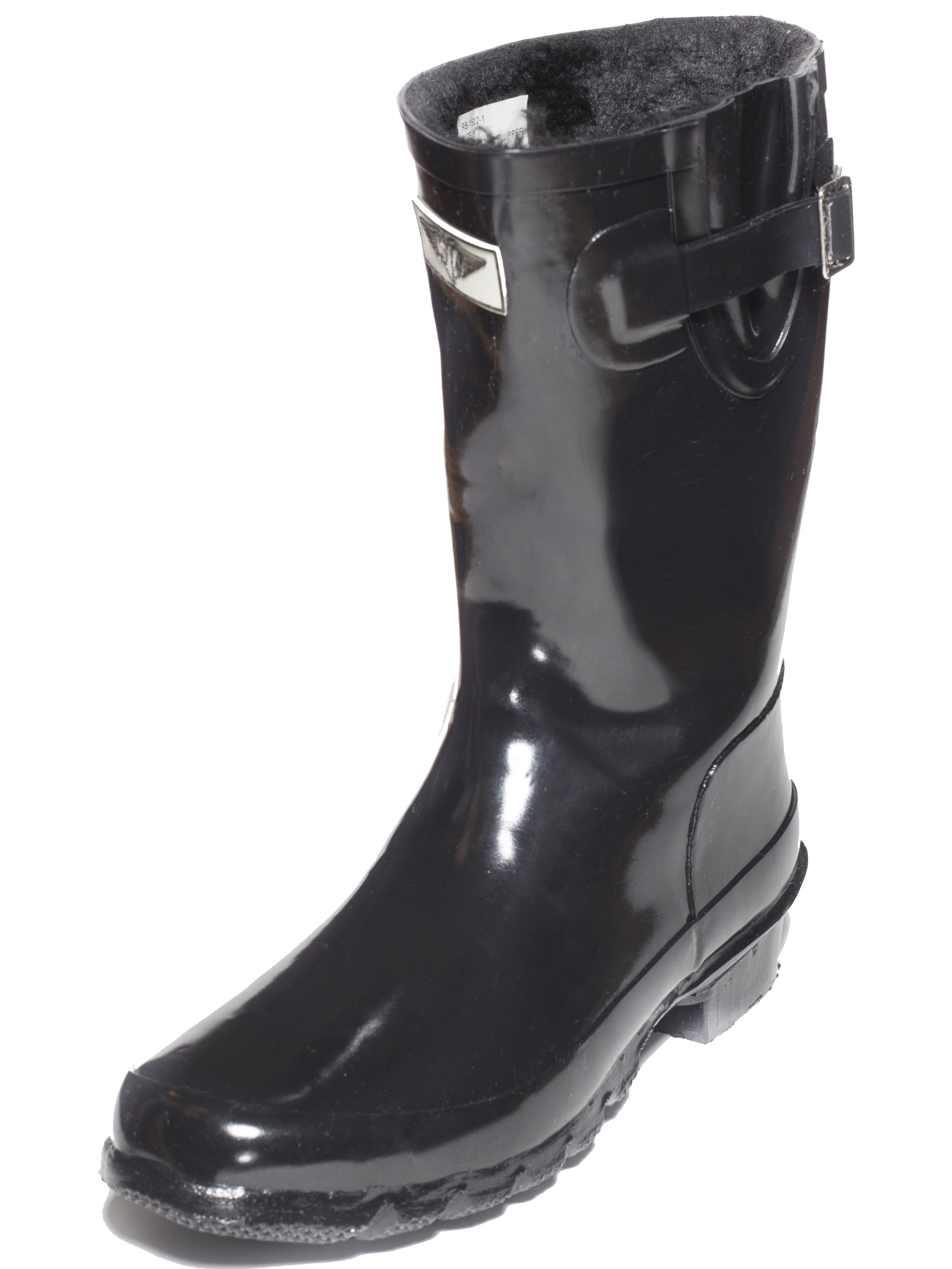 Forever Young Women's Black Rubber Mid-Calf Basic Rain Boots - Walmart.com