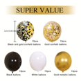 thumbnail image 2 of 50pcs, Black Golden Confetti Balloons, 12 Inch Golden White And Black Confetti Balloons With Ribbons For Graduation Birthday Wedding Party Decorations, 2 of 4