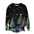 thumbnail image 5 of asdoklhq Plus Size Sweaters for Women's Christmas Bright Colorful Christmas Tree Round Neck Print Loose Sweatshirt Long Sleeve No-Cap Sweatshirt Top Multicolor 3X, 5 of 6