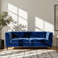 thumbnail image 1 of Aykah Canapé 55 Pouces, Dossier Moderne Rembourré et Confortable avec Capitonnage à Canaux, Accoudoir, Pattes en Métal, Parfait pour les Meubles de Salon Ou la Chambre (Velours, Bleu), 1 of 10