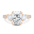 thumbnail image 2 of 3.00Ct Elongated Cushion Cut Moissanite Trilogy Engagement Ring, Catherdral & Pavé, 18K Rose Gold, 2 of 7