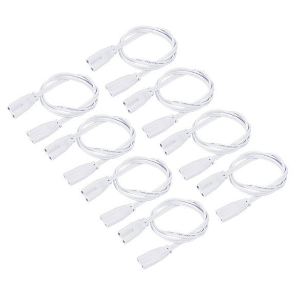 Uxcell 50cm 2 Pin LED Integrated Tube Cable Link Cords T4 T5 T8 Lamp Connecting Wire 8 Pack