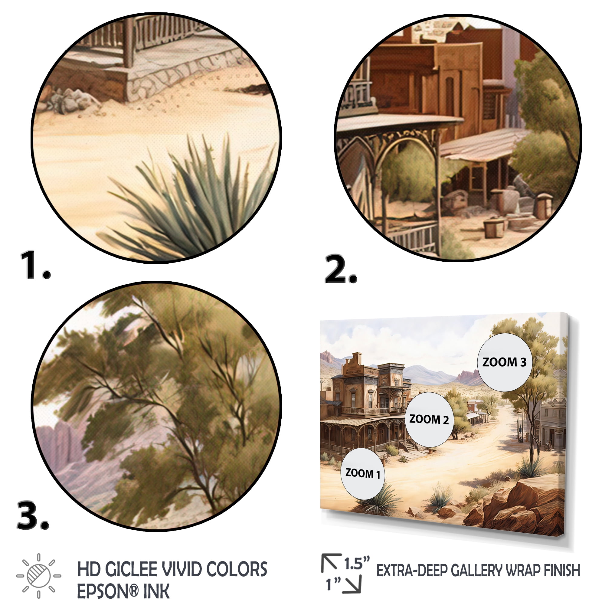 Designart Large Wild West Arizona Town II Canvas Wall Art
