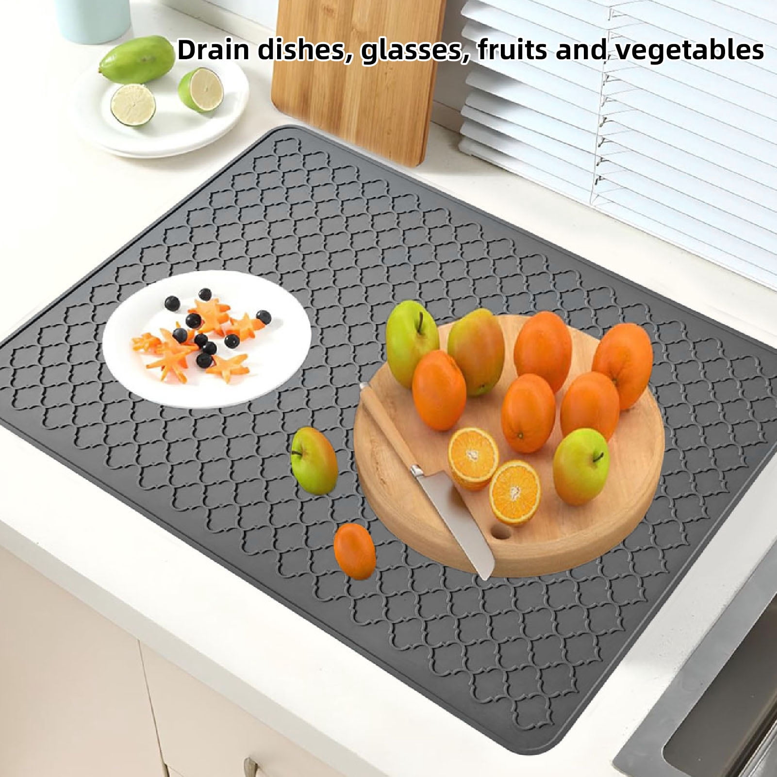 Nieyigj 27.8x19.9in / 70.5x50.5cm Silicone Stove Top Cover for Electric Range, Heat Resistant Dish Drying Mat for Kitchen Counter, Gray Cooktop Protector