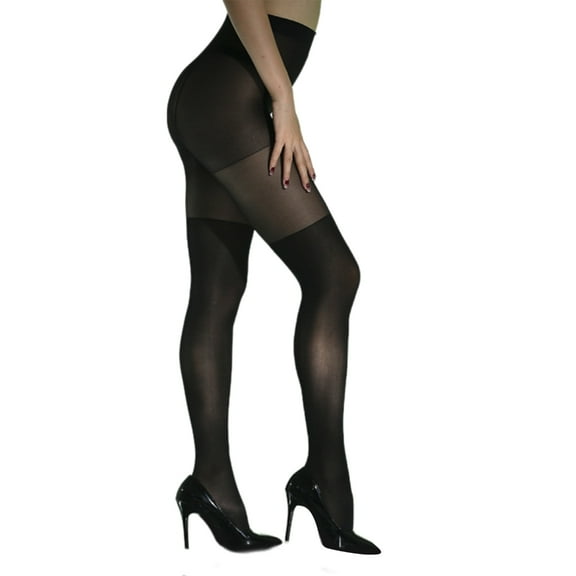 Huhudde Elegant Over The Knee Black Tights for Women with Shaping Effect Mock Thigh High Look Pantyhose for Dresses or Skirts