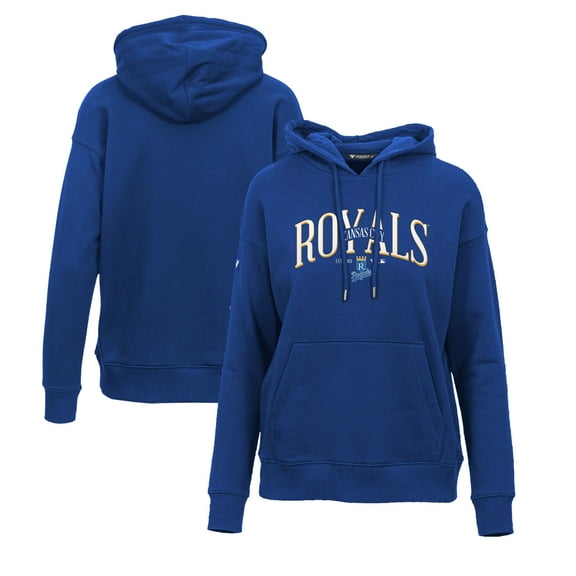 Women's Levelwear Royal Kansas City Royals Adorn Cooperstown Collection Retro Spellout Pullover Hoodie