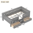 thumbnail image 5 of Bellemave Twin Size Montessori Bed Storage and Stairs, Wood Daybed with Bookcase and Guardrails, Twin Floor Beds Frame with 2 Drawers for Room, No Box Spring Needed（Gray), 5 of 8