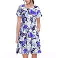 thumbnail image 1 of Vsdgher Papillons pour Femmes Été 2025 Robes Midi Maxi Décontractées Légères Manches Courtes Col Rond Robe de Plage, 1 of 6