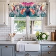 thumbnail image 2 of Pink Floral Window Valance Curtain Flower Birds Rod Pocket Short Curtain for Living Room, Bedroom & Kitchen Window Decor 60x18in, 2 of 8