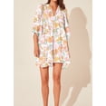 thumbnail image 2 of Women Floral Print Mini Dress V-Neck Tie-Up Lantern Sleeve A-line Dress Fashion Summer Casual Dress, 2 of 5