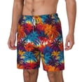thumbnail image 2 of Uemuo Colorful Hawaii Palms Pattern Mens Swim Trunks Quick Dry Board Shorts with Mesh Lining, Stretch Beach Shorts Quick Dry No-Chafing Board Shorts-Small, 2 of 9