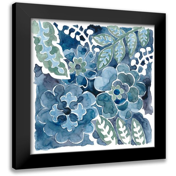 Zarris, Chariklia 12x12 Black Modern Framed Museum Art Print Titled - Indigo Ornament IV