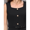 thumbnail image 4 of DARING DIVA Women's Sleeveless Work Dress Square Neck Bodycon Pencil Dresses S Black, 4 of 7
