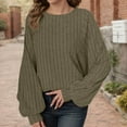 thumbnail image 2 of Sweaters for Women, Women's Cozy Oversized Pullover Sweater Soft Knit Long Sleeve Casual Tunic Top For Fall Winter Comfortable Loungewear, Sweater(Green,L), 2 of 6