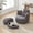 Grey, variant on 38" W Oversized Moon Storage Ottoman, Modern Accent Round Loveseat Circle Swivel Barrel Chairs for Living Room Cuddle Sofa Chair Lounger Armchair, 4 Pillows, Corduroy Fabric, Grey