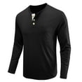 thumbnail image 4 of Lumtrix Mens Casual Short Sleeve Henley Shirts Fashion Button T Shirts with Pocket Long Sleeve Basic Plain Cotton Tee Shirts Black 2XL, 4 of 5