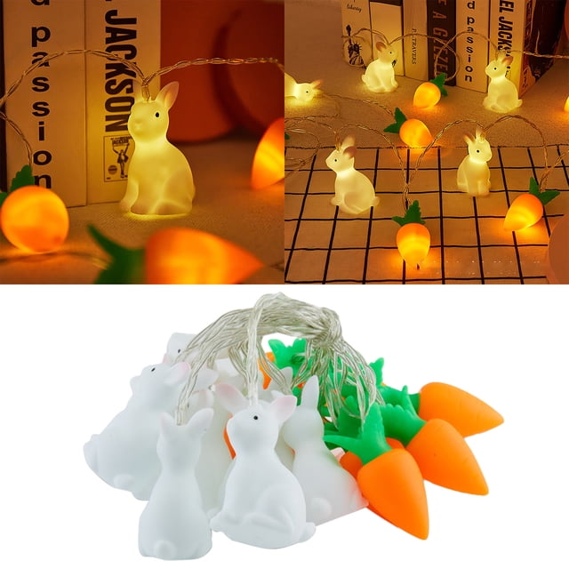 Easter Bunny Carrot LED Lights String Children's Toy Lights Scene Layout Decorative Small Colored Lights Christmas Lights Snowflakes Plug in Christmas String Lights Wire 300 Wire Lights Plug in