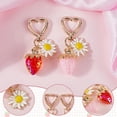 thumbnail image 5 of 1 Box 2Pcs 2 Colors Strawberry Keychain Bulk s Bag Charms Alloy Red Pink Cute Flower Daisy Swivel Snap Hook Clasps Key Chain Accessories for Women s Purse Backpack Pendant Decoration, 5 of 9