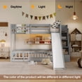 thumbnail image 3 of Bellemave Twin Over Twin Bunk Bed with Slide and Storage Staircase, Solid Wooden Floor Bunk Beds with LED Lights, Guardrails and Door, Maximize Space（Gray), 3 of 9