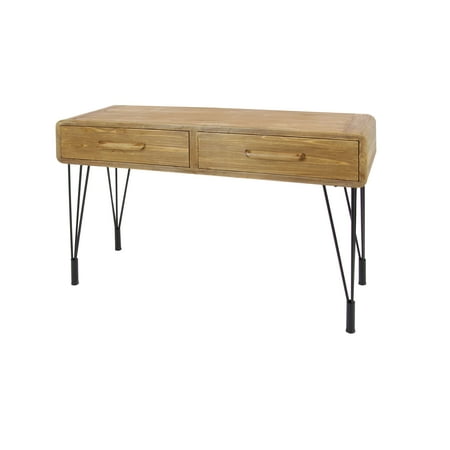 Decmode Modern 30 X 45 Inch Rectangular Iron And Mdf Wood Two Drawer Decmode Modern 30 X 45 Inch Rectangular Iron And Mdf Wood Two Drawer Console Table Brown