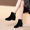 thumbnail image 5 of Women's Ankle Boots Low Chunky Heeled Booties Casual Comfortable Fall Winter Pointed Closed Toe Short Boots for Women, 5 of 7