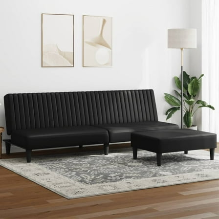 vidaXL 2 Piece Sofa Set Black Faux Leather