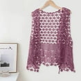 thumbnail image 2 of GEWSEY Womens Crochet Cardigan Boho Solid Color Knitted Vest Hollow Out Summer Open Front Sleeveless Kimonos Cardigan (Purple, One Size), 2 of 4
