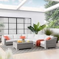 thumbnail image 2 of Modway Conway Outdoor Patio Wicker Rattan 6-Piece Sectional Sofa Furniture Set in Light Gray White, 2 of 5