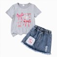 thumbnail image 3 of Toddler Baby Girls Outfit 2T 3T 4T 5T 6T 7T Short Sleeve Bow Print Tops T-Shirt + Skirt Dress Shorts Summer Two Piece Clothes Set Kaprioy Toddler Girl Clothes, 3 of 4