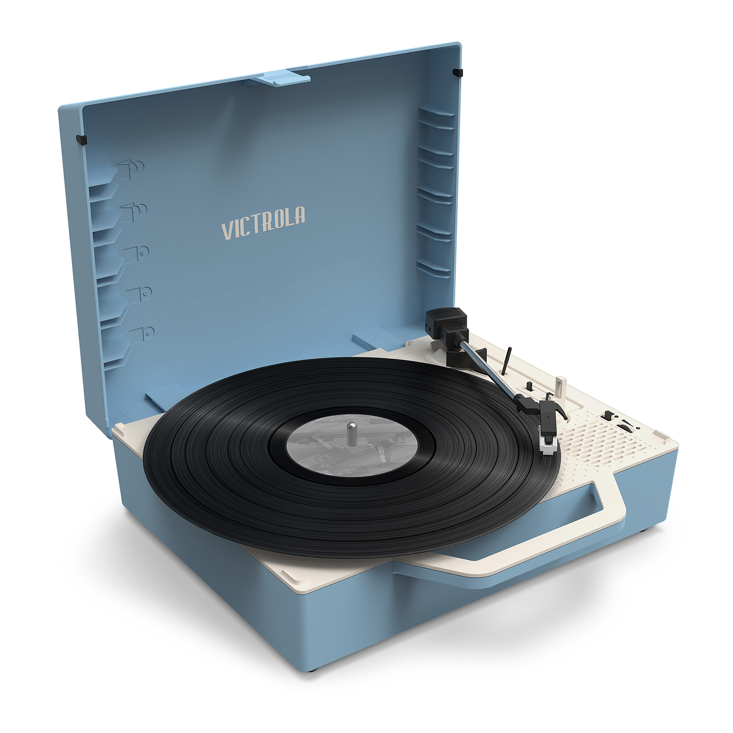 Victrola Re-Spin Sustainable Bluetooth Suitcase Record Player- Light Blue | Walmart Exclusive - image 9 of 20