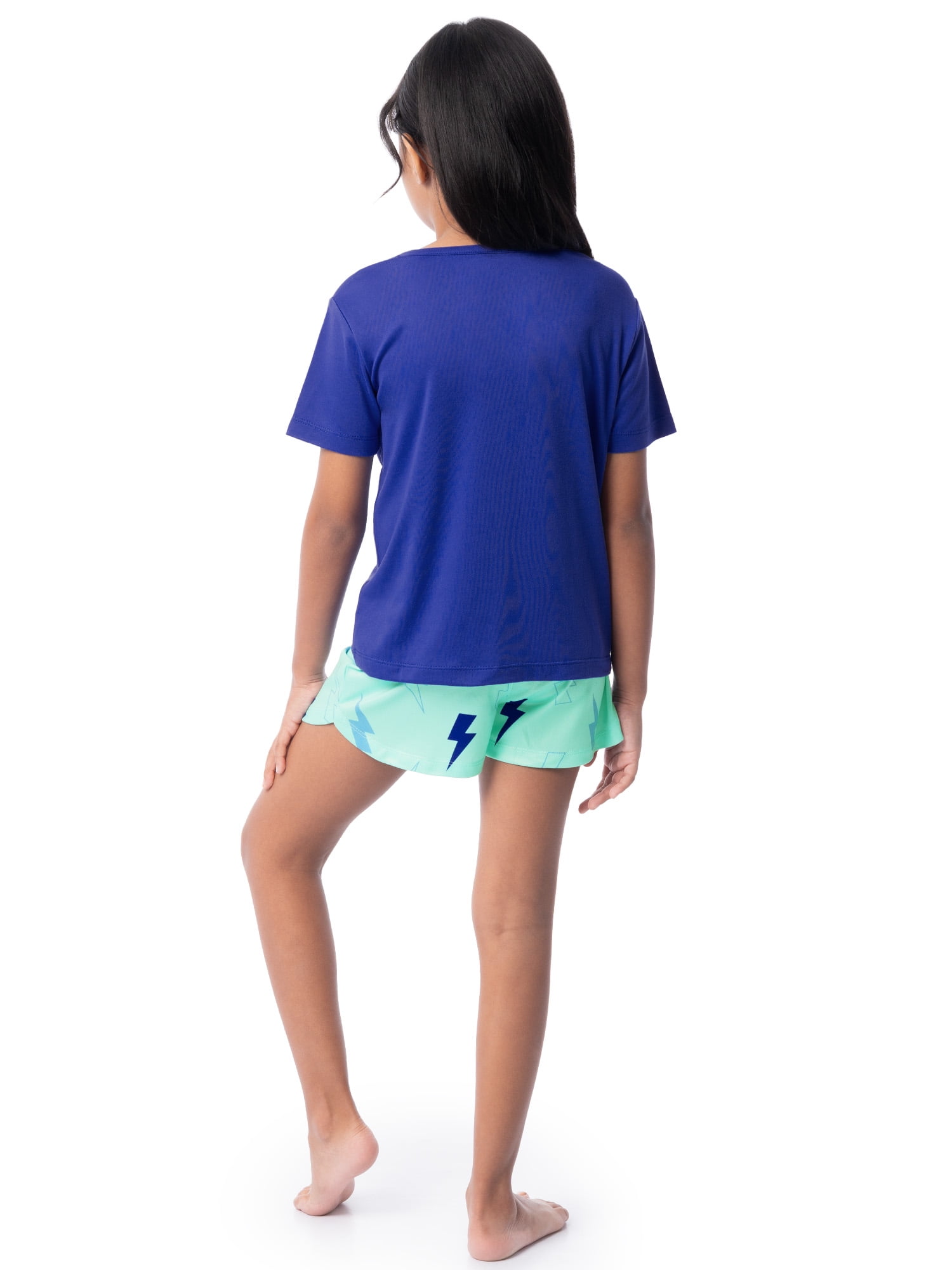 Fruit of the Loom Girl's Getaway Loose Fit Short Sleeve Top, Pajama Sleep Pant & Short Set, 3-Piece, Sizes 4/5-14/16