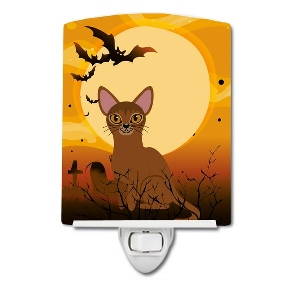 Caroline's Treasures BB4436CNL Halloween Abyssinian Cat Ceramic Night Light, 6x4x3", multicolor