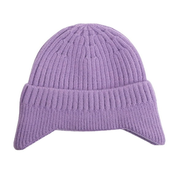 Thickened Warm Foldable Ear Flap Cap Solid Color Unisex Riding Knitted Hat for Outdoor
