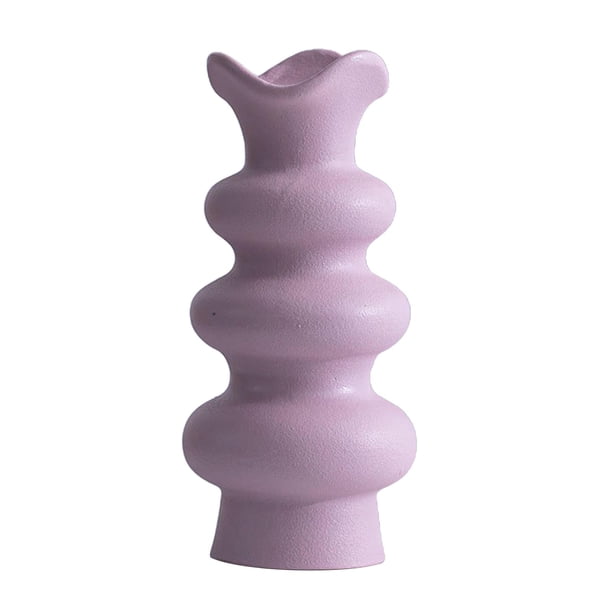 Jarrón de cerámica de color sólido, bohemio, moderno, para flores, artístico, para salón. Violeta 21cm