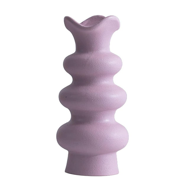 Jarrón de cerámica, jarrón decorativo, jarrón de flores secas, jarrón sencillo bohemio elegante, Violeta 21cm