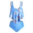 thumbnail image 1 of Más el tamaño de la querube del ángel Imprimir superposición de Tankini del traje de baño Rosegal Mangas largas de talla grande, 1 of 5