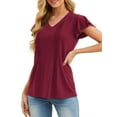 thumbnail image 4 of Cueply Womens Casual Tops Summer Short Sleeve V Neck T Shirts Loose Tunic Tops, 4 of 6