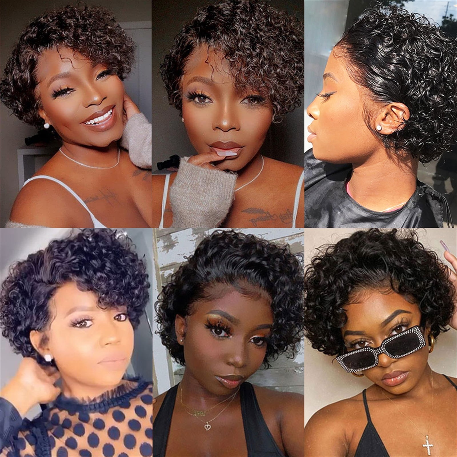 Pixie Cut Wig 13×1 Curly Human Hair Lace Wigs for Women Short Bob Water Wave Transparent Lace Wig Brazilian Remy Hair Pre Plucked with Baby Hair