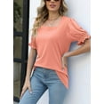 thumbnail image 6 of Womens Top Square Neck Ruffled Cuffs Sleeve Casual Loose Blouse T Shirts, 6 of 6