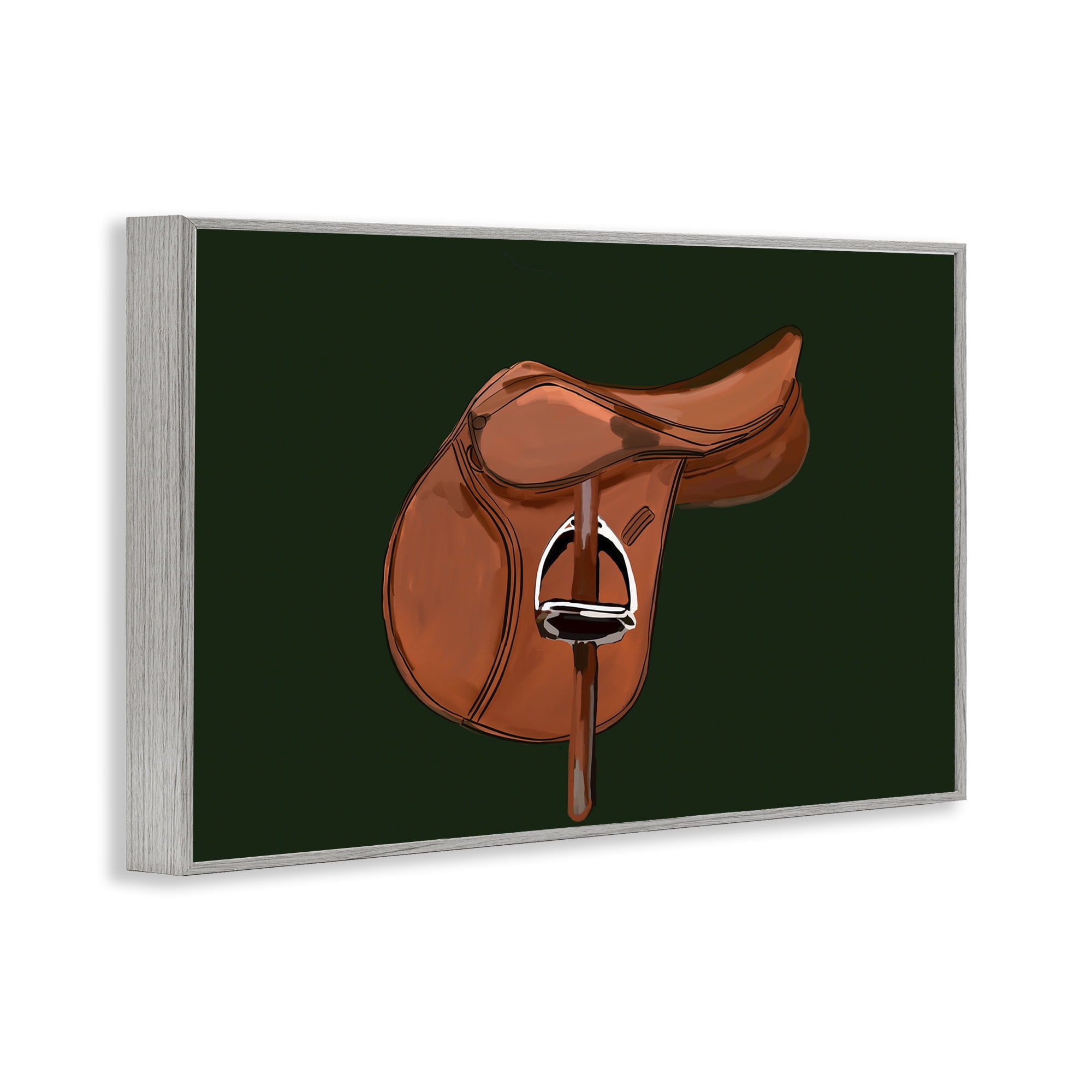 Stupell Industries Brown Horse Saddle Abstract Painting Gray Framed Art Print Wall Art, 30 x 20