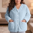 thumbnail image 2 of iHPH7 Womens Bed Jacket Womens Fleece Jacket Pajama Tops for Women Sherpa Fleece Jacket Women Womens Loungewear Winter Pajamas for Women Warm Winter Coats for Women Light Blue M, 2 of 9