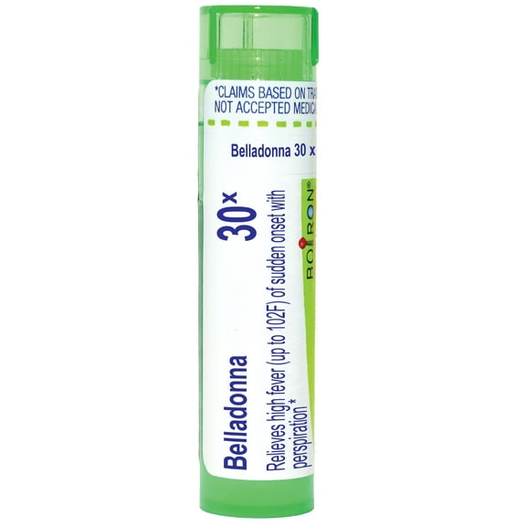 Boiron Belladonna 30X, Homeopathic Medicine for High Fever (Up To 102F) Of Sudden Onset With Perspiration, 80 Pellets