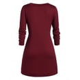 thumbnail image 2 of IMENGL Grande Taille Col Rond Manches Longues patchwork Uni Tricot Asymétrique, Rouge 2TG, Taille G-5TG, 2 of 5