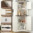 thumbnail image 5 of Blotout 68" Tall Farmhouse Corner Cabinet with 4 Doors, 28.3" W Barn Door Storage Cabinet with Adjustable Shelves, 5 Tier Corner Storage Cabinet for Bathroom,Living Room,Kitchen, 5 of 7