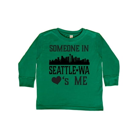 

Inktastic Seattle Washington Someone Loves Me Skyline Gift Toddler Boy or Toddler Girl Long Sleeve T-Shirt