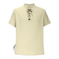 thumbnail image 2 of Henley T Shirt Mens Lace Up V Neck Medieval Gothic Henley Shirts Solid Color Short Sleeve Summer Shirts Regular Fit Tshirts Plain Stand Collar Tee Shirt Casual Vacation Beach Yoga Tops, 2 of 5